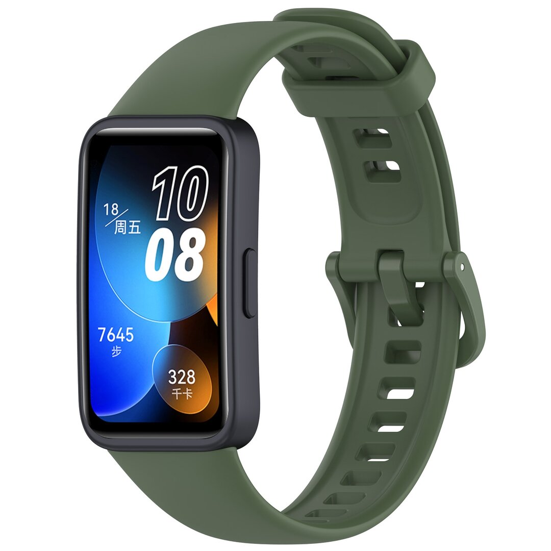 Siliconen bandje met gesp - Donkergroen - Huawei Band 10 / 9 / 8