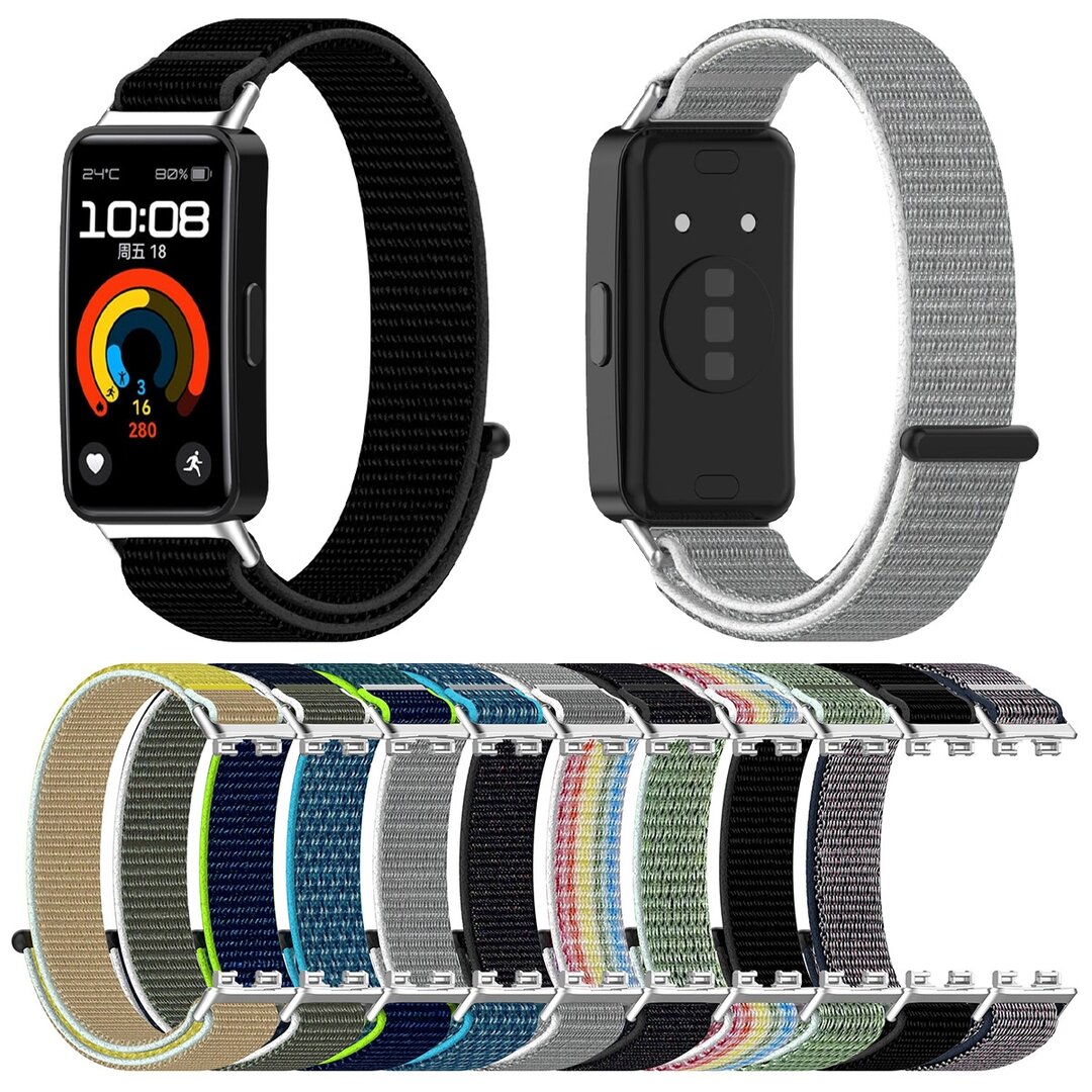 Sport loop nylon bandje - Blauw / groen - Huawei Band 10 / 9 / 8