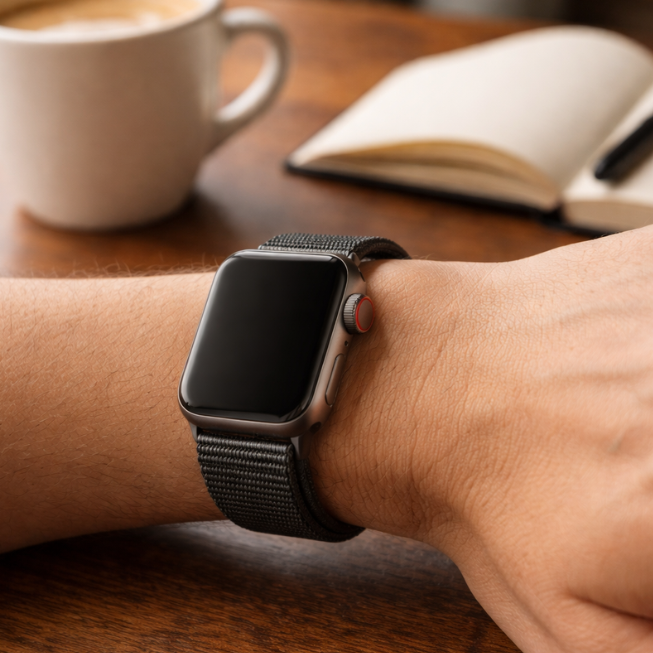 Sport Loop nylon bandje - Zwart - Geschikt voor Apple Watch 44mm / 45mm&nbsp;/ 46mm / 49mm