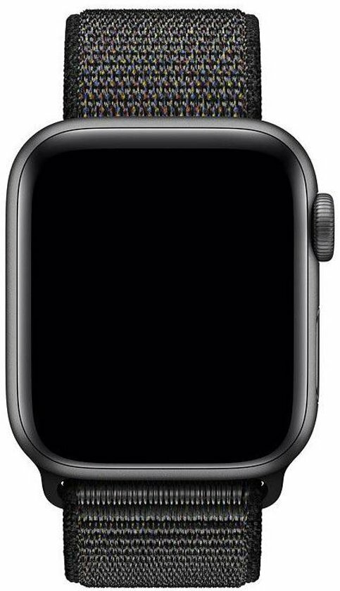 Sport Loop nylon bandje - Zwart - Geschikt voor Apple Watch 38mm / 40mm / 41mm / 42mm