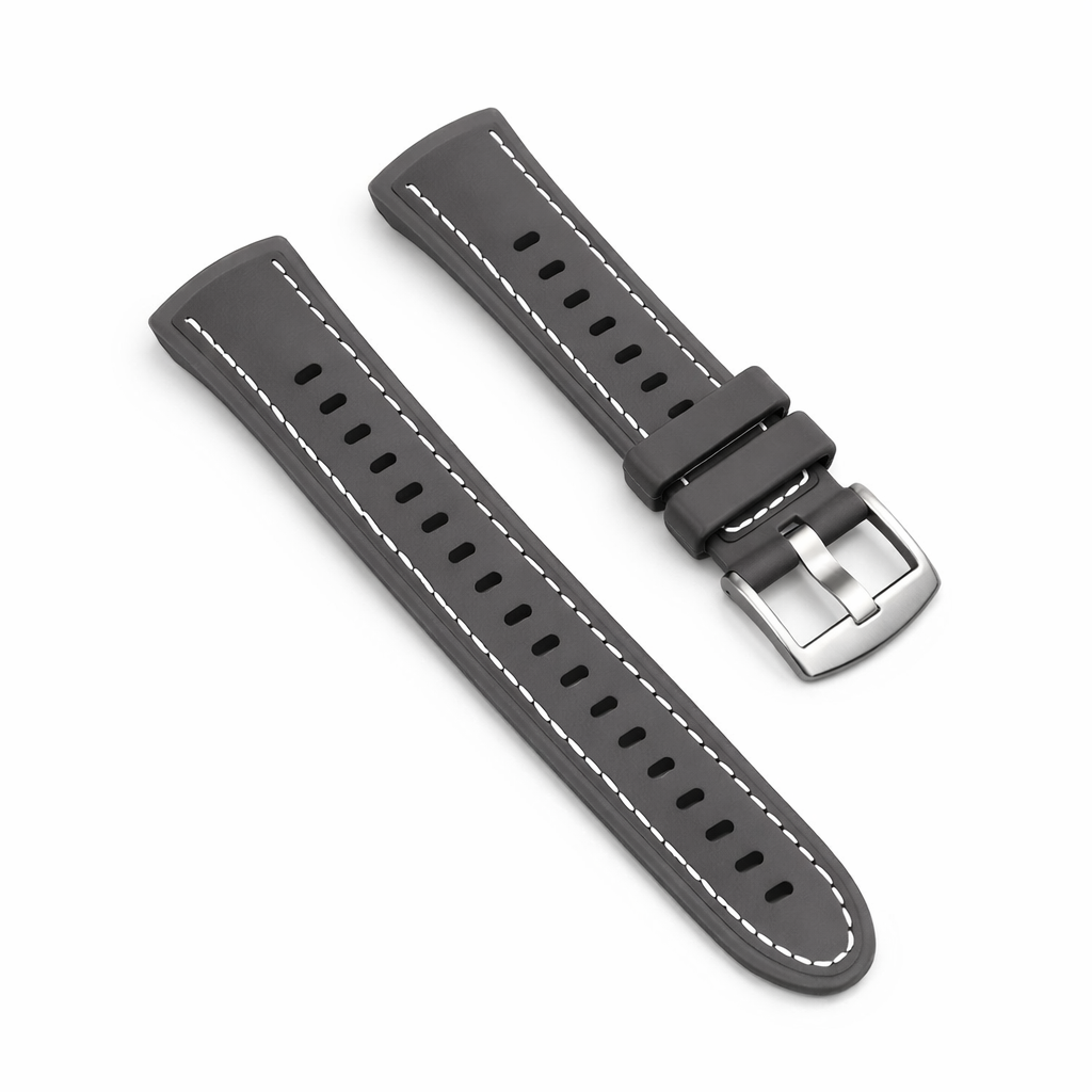 Hybride leer &amp; siliconen band 'True Fit' - Donkergrijs - Huawei Watch 5 - 46mm