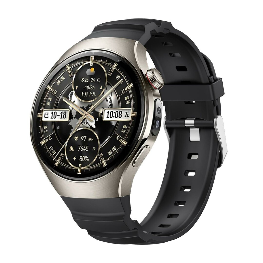 Contour siliconen band 'True Fit' - Zwart - Huawei Watch 5 - 46mm