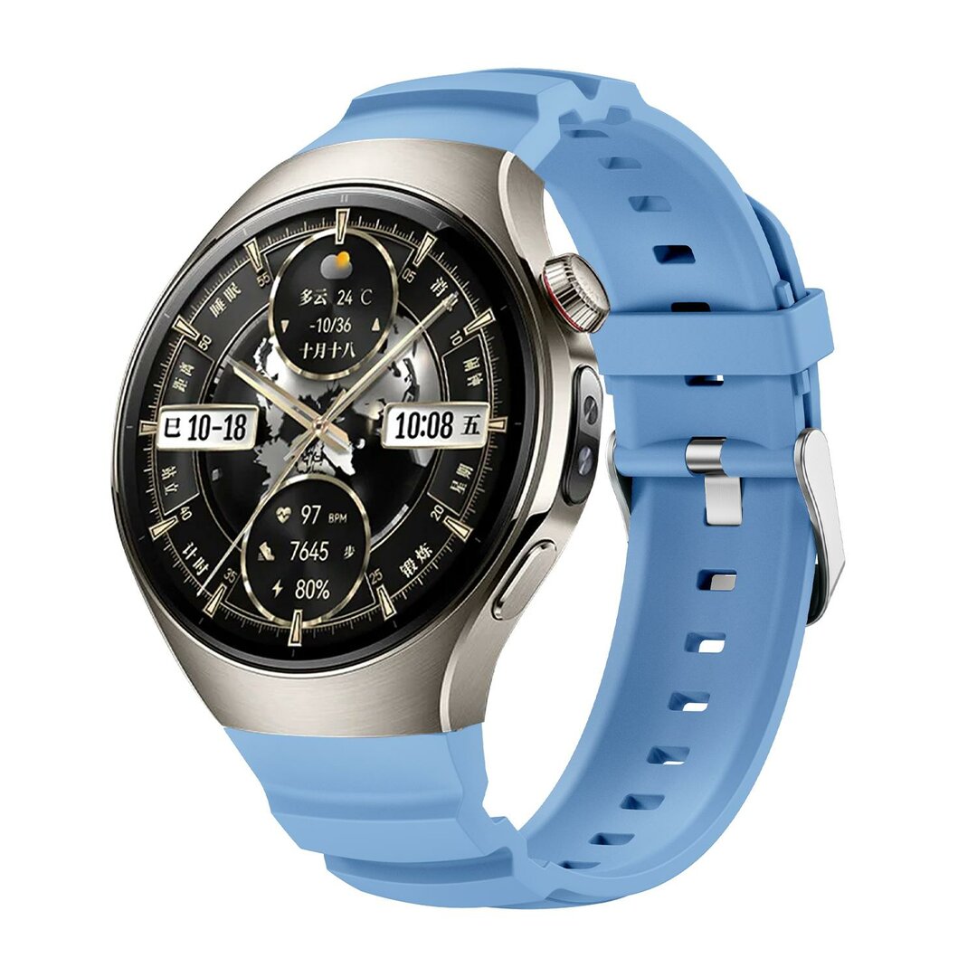Contour siliconen band 'True Fit' - Lichtblauw - Huawei Watch 5 - 46mm