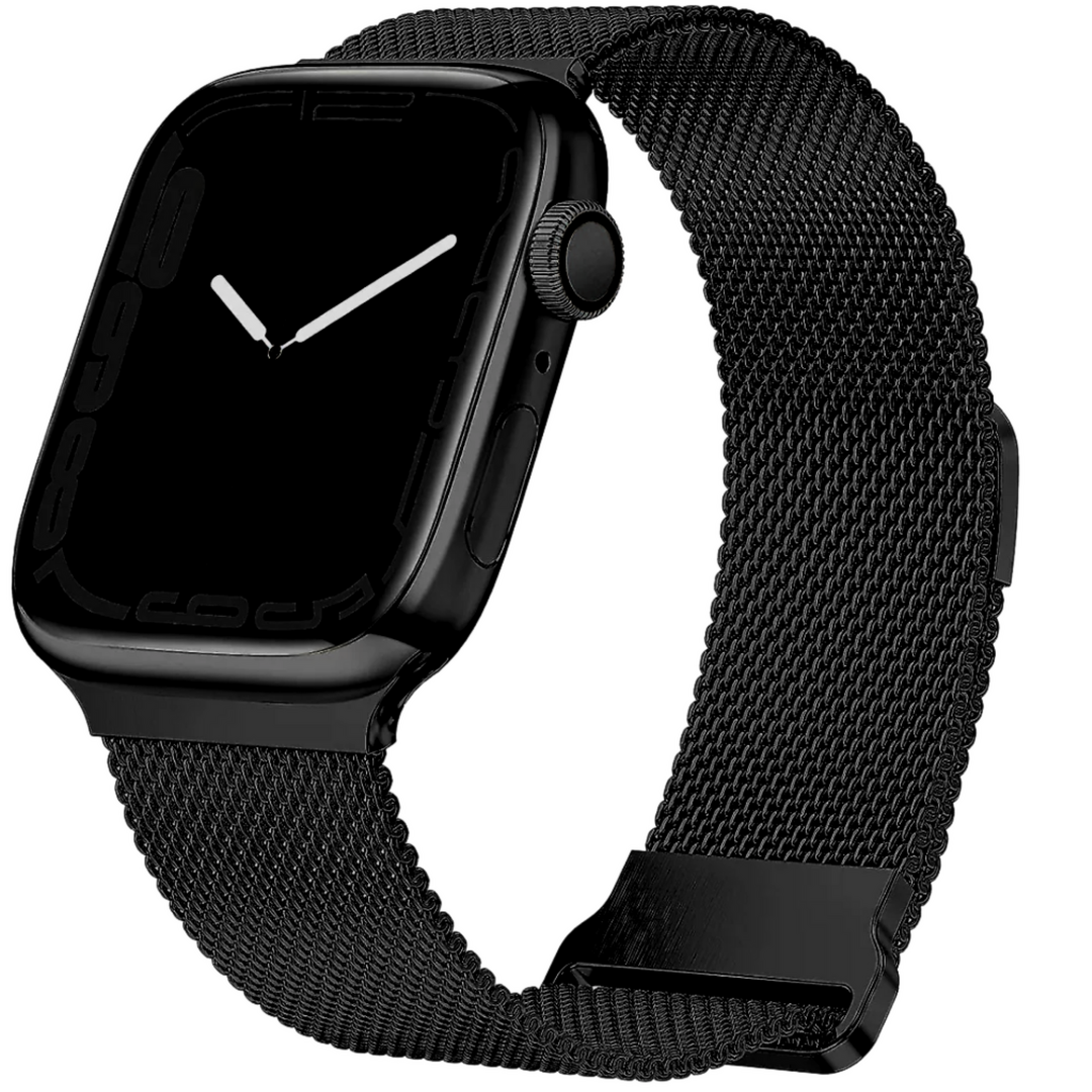Milanese band - Zwart - Extra sterke magneet - Geschikt voor Apple Watch 38mm / 40mm / 41mm / 42mm