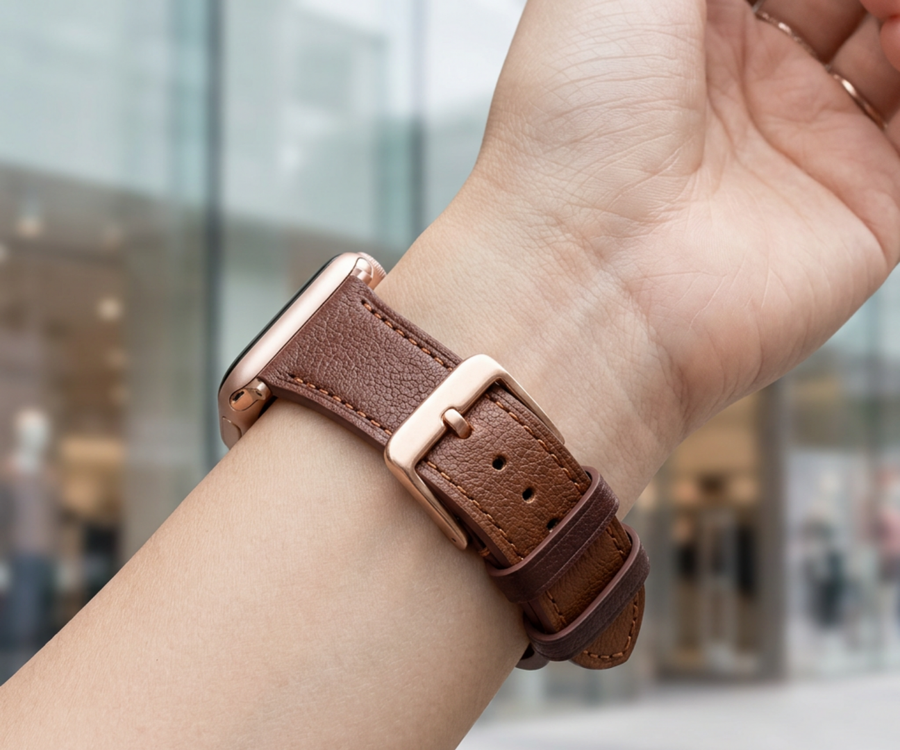 Leren bandje - Bruin - Geschikt voor Apple Watch 38mm / 40mm / 41mm / 42mm