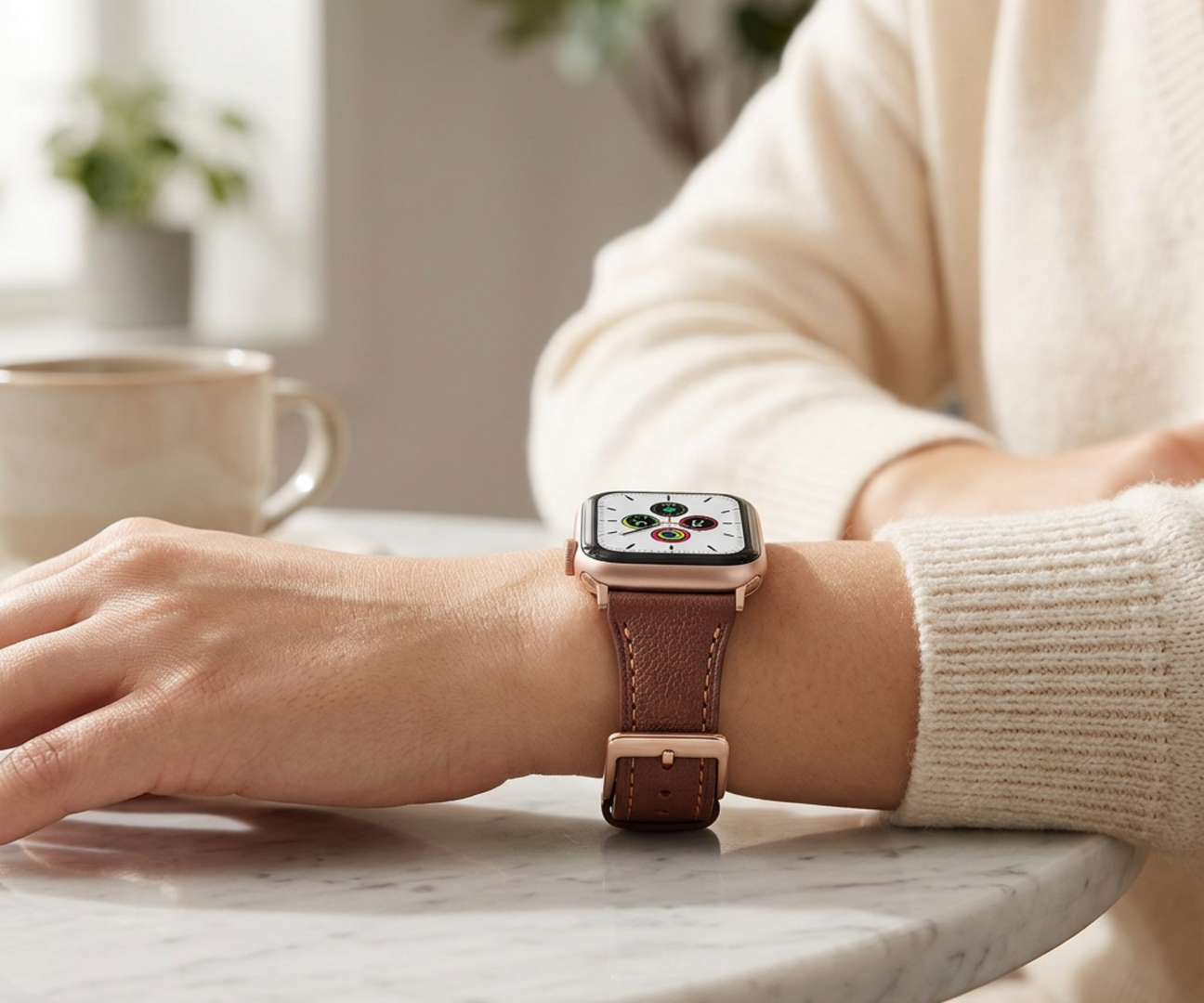 Leren bandje - Bruin - Geschikt voor Apple Watch 44mm / 45mm&nbsp;/ 46mm / 49mm