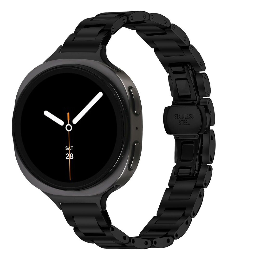 Slim fit stalen schakelband - Zwart - Samsung Galaxy Watch 8 Classic - 46mm