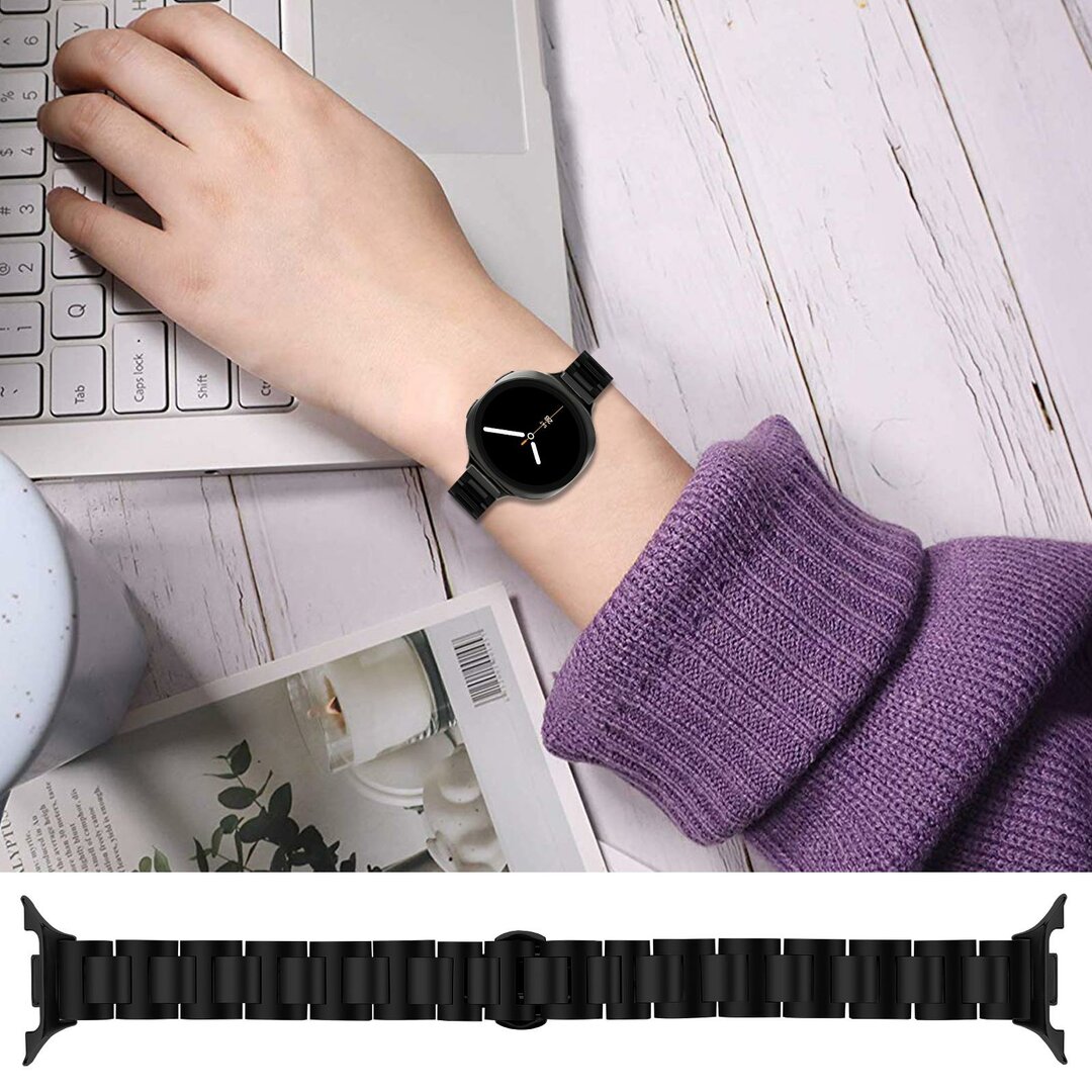 Slim fit stalen schakelband - Zwart - Samsung Galaxy Watch 8 Classic - 46mm