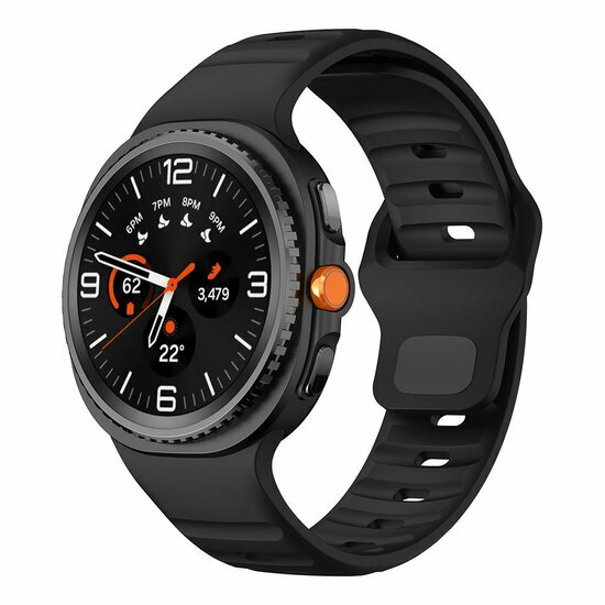 Wave siliconen band - Zwart - Samsung Galaxy Watch 8 Classic - 46mm