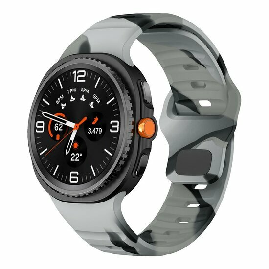 Wave siliconen band - Camouflage grijs - Samsung Galaxy Watch 8 Classic - 46mm