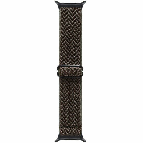 Elastische solo loop nylon bandje - Bruin met donkergroen - Samsung Galaxy Watch 8 Classic - 46mm