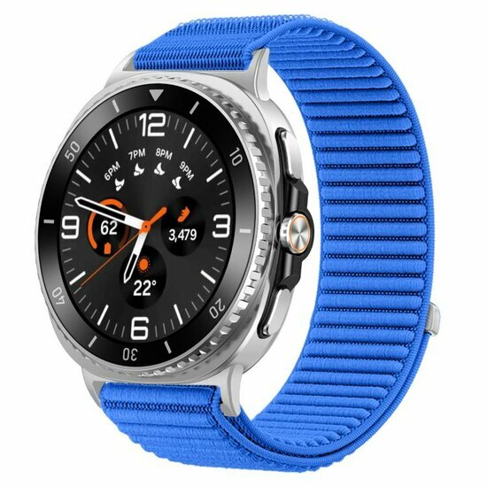 Nylon ribbelbandje - Koningsblauw - Samsung Galaxy Watch 8 Classic - 46mm