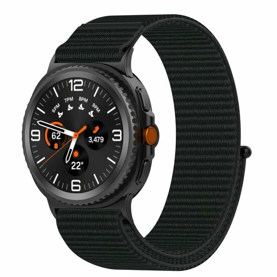 Sportloop nylon bandje - Zwart - Samsung Galaxy Watch 8 Classic - 46mm