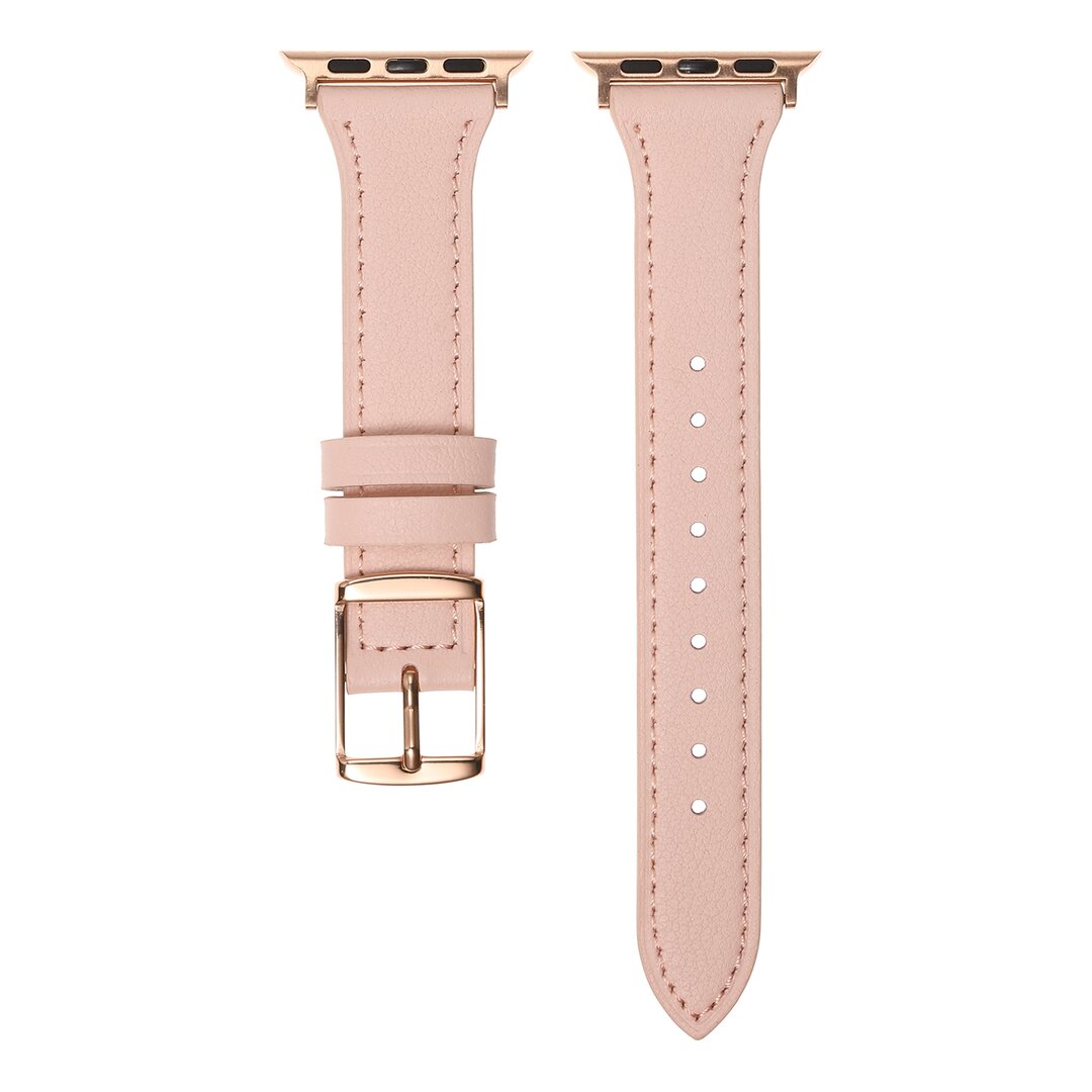 Leren bandje - Lichtroze - Geschikt voor Apple Watch 44mm / 45mm&nbsp;/ 46mm / 49mm