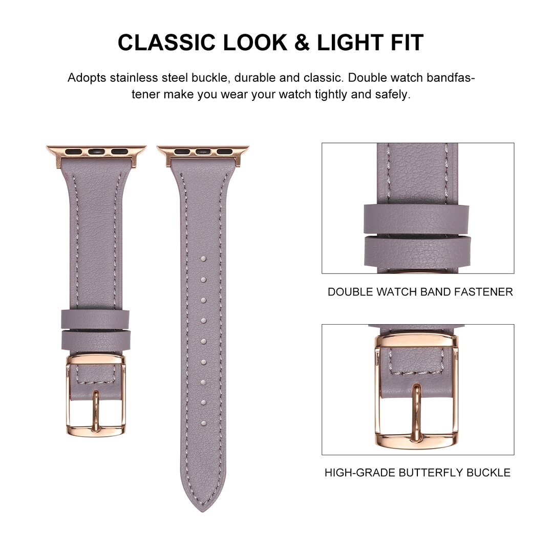 Leren bandje - Lichtroze - Geschikt voor Apple Watch 44mm / 45mm&nbsp;/ 46mm / 49mm