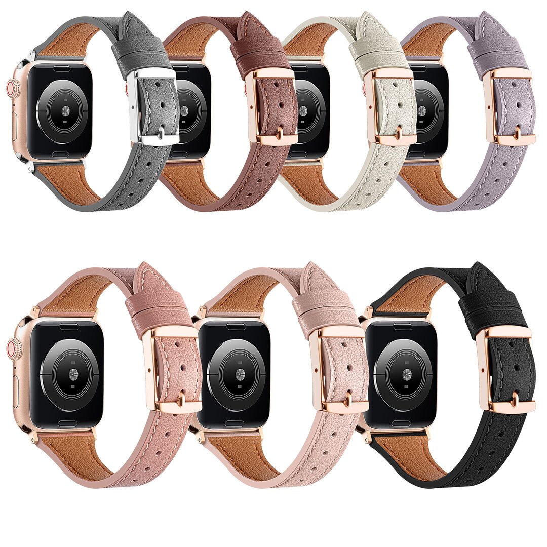 Leren bandje - Lichtroze - Geschikt voor Apple Watch 44mm / 45mm&nbsp;/ 46mm / 49mm