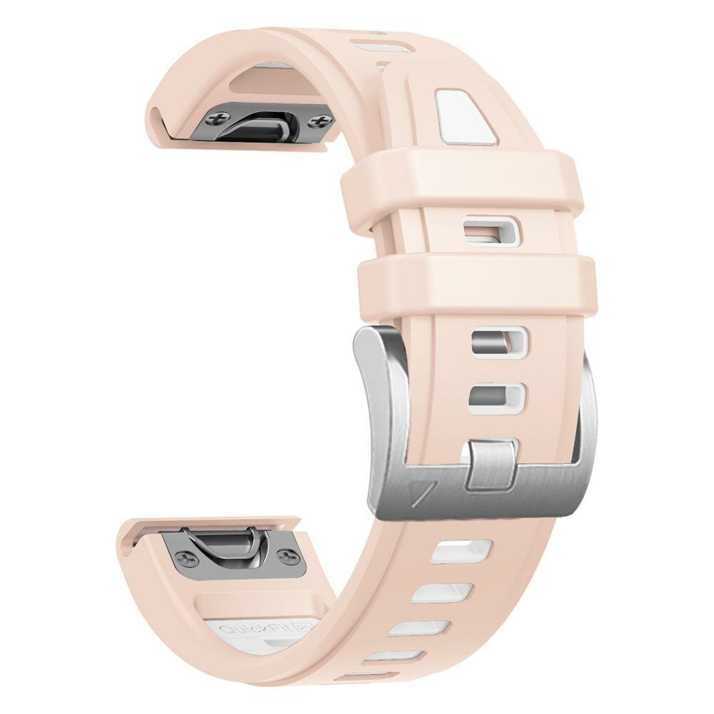 Siliconen bandje - Zalmroze met wit - Garmin Fenix 8 - 43mm