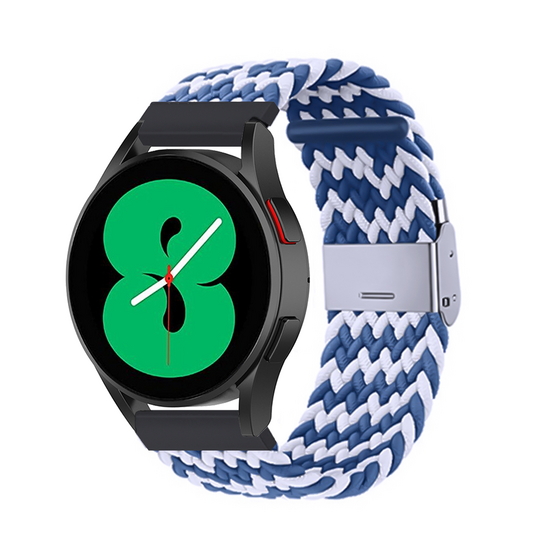 Garmin Venu 4 - 45mm - Braided nylon bandje - Blauw / wit gestreept