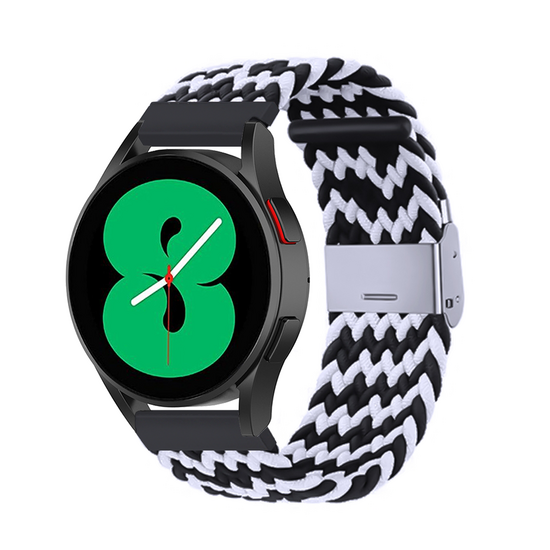 Garmin Venu 4 - 45mm - Braided nylon bandje - Zwart / wit gestreept