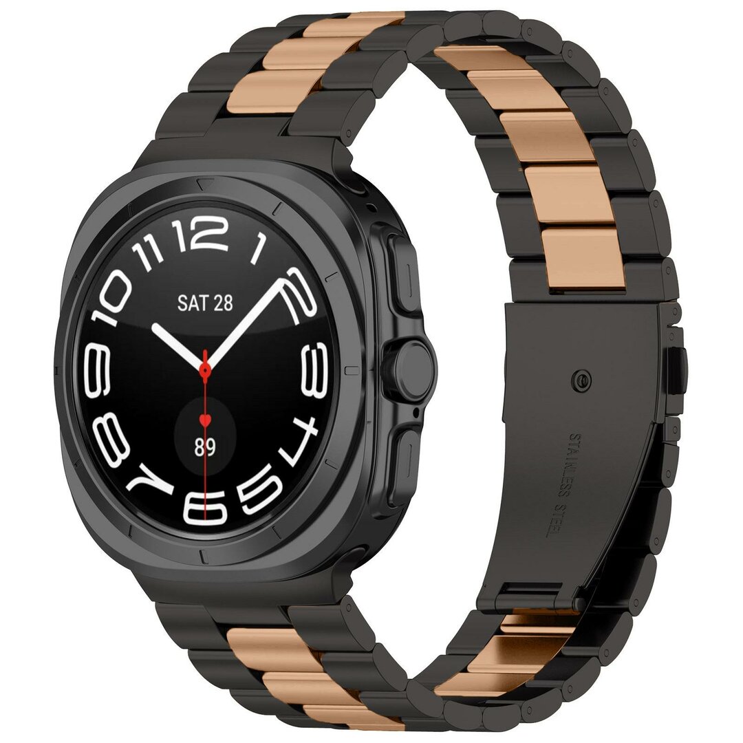 Stalen schakelband - Zwart met champagne goud - Samsung Galaxy Watch 8 - 40mm / 44mm
