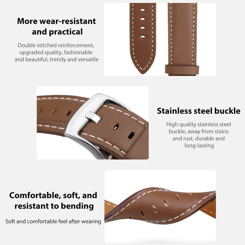 Leren bandje met zwarte connector - Bruin - Samsung Galaxy Watch 8 - 40mm / 44mm