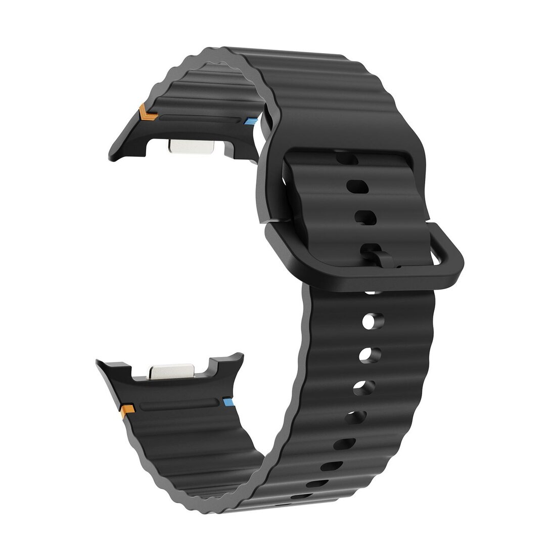 Classic Wave siliconen band - Zwart - Samsung Galaxy Watch 8 - 40mm / 44mm