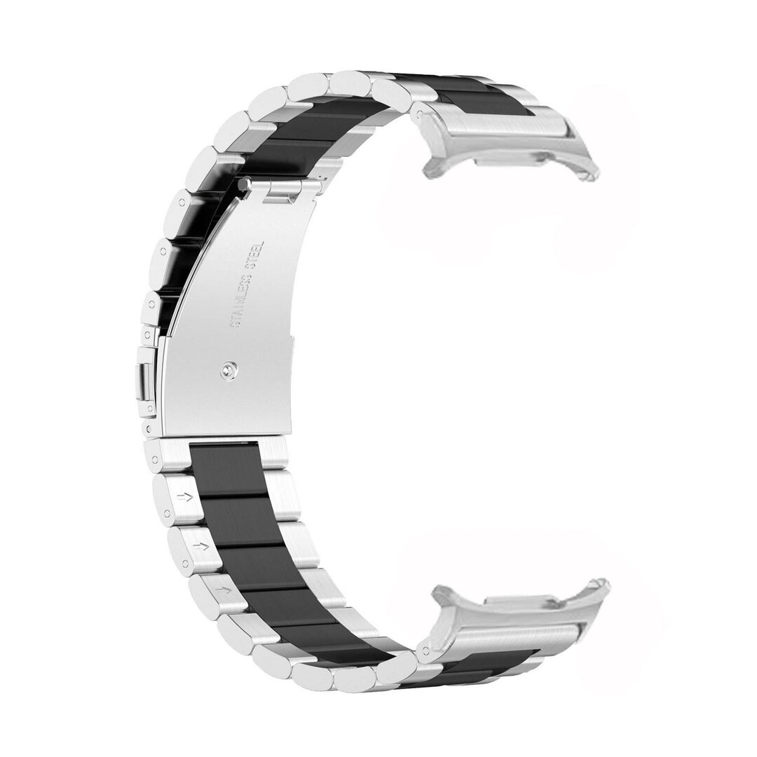 Stalen schakelband - Zilver met zwart - Samsung Galaxy Watch 8 Classic - 46mm