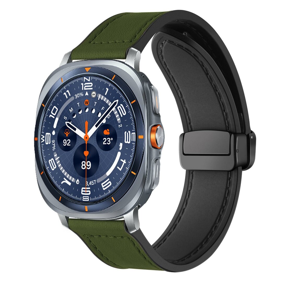 Leer + siliconen bandje - Groen - Samsung Galaxy Watch Ultra - 47mm