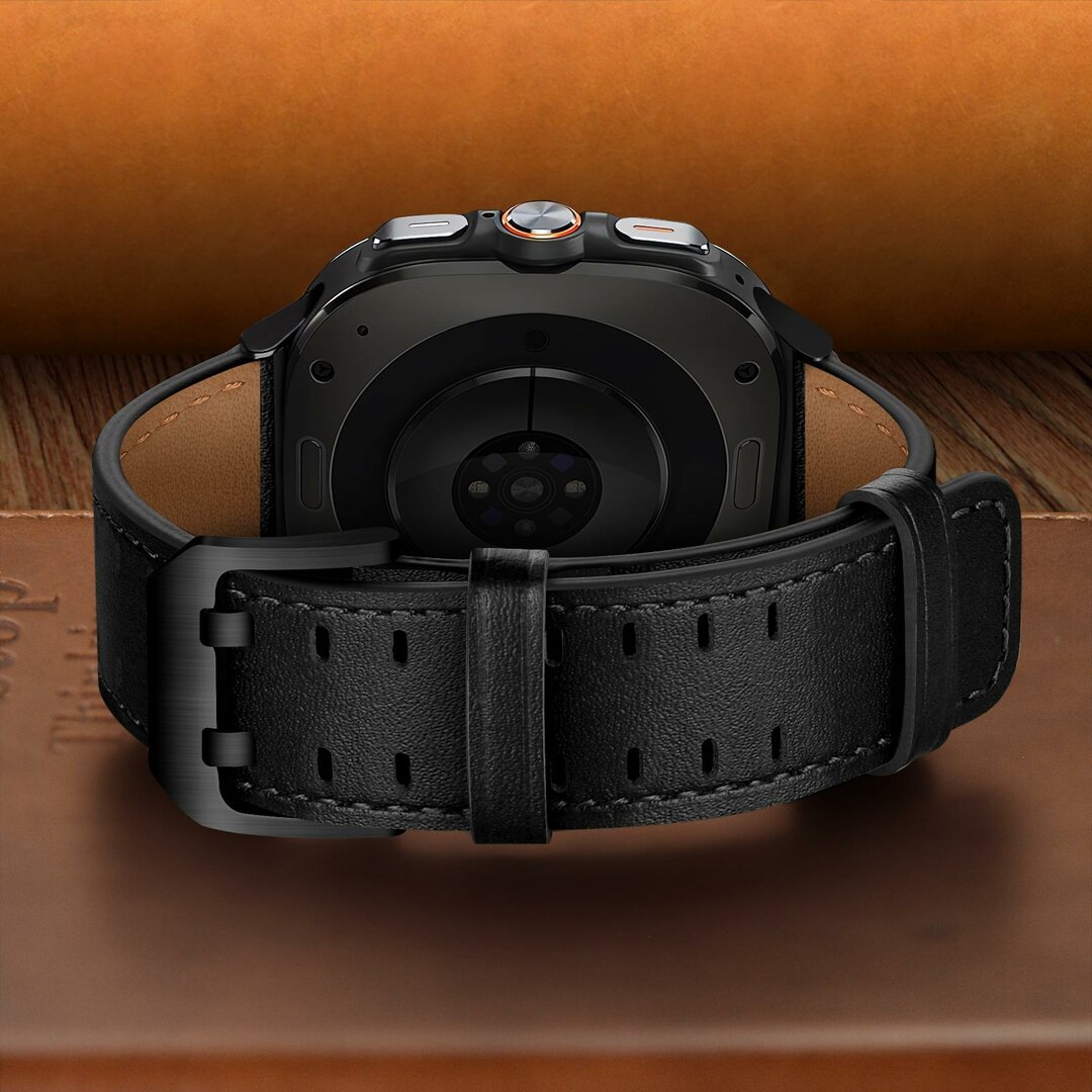 Leren band met twin gesp - Zwart - Samsung Galaxy Watch Ultra - 47mm