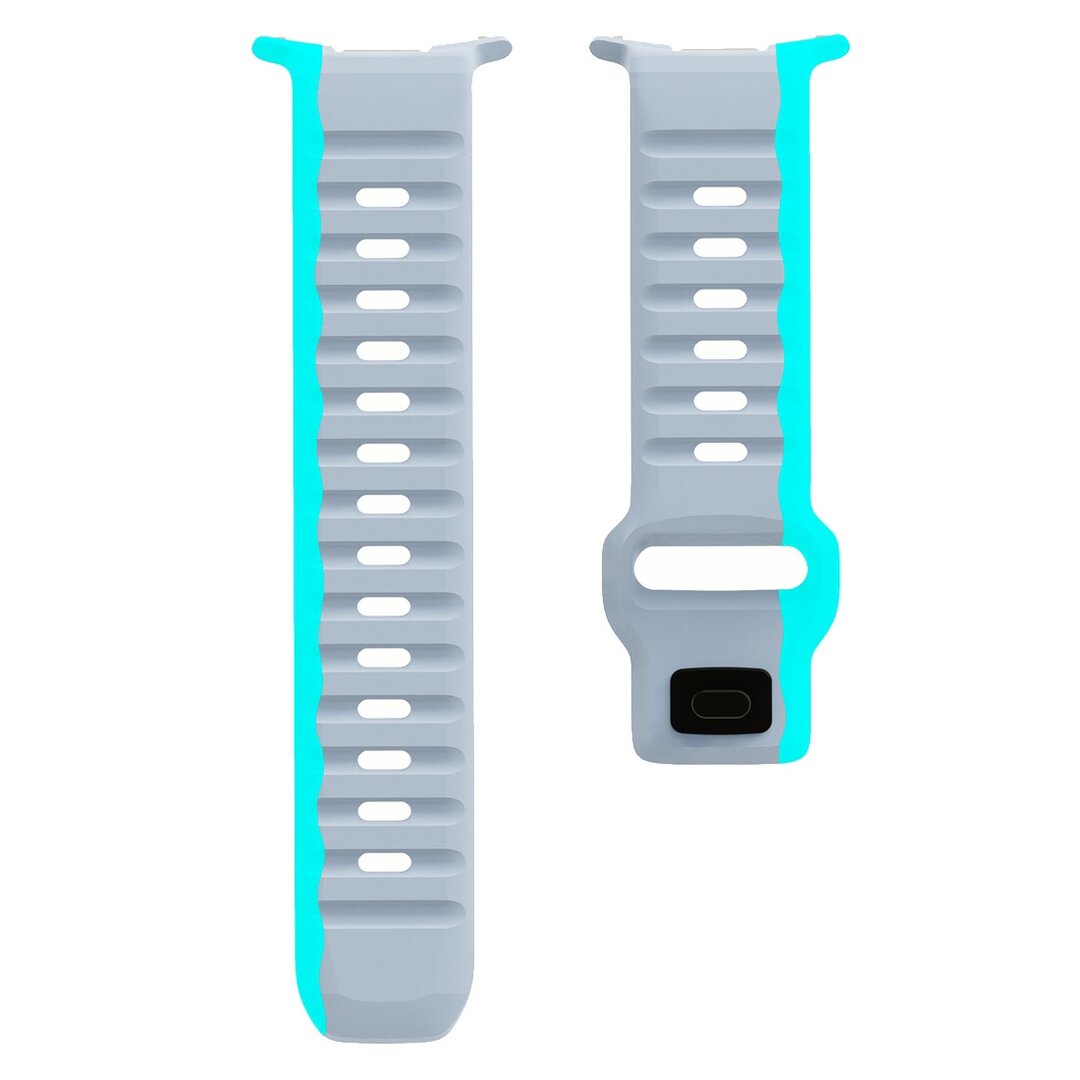 Wave siliconen bandje - Grijs met blauw - Samsung Galaxy Watch Ultra / Ultra 2 - 47mm