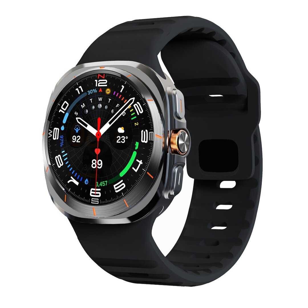 Wave siliconen bandje - Zwart - Samsung Galaxy Watch Ultra / Ultra 2 - 47mm