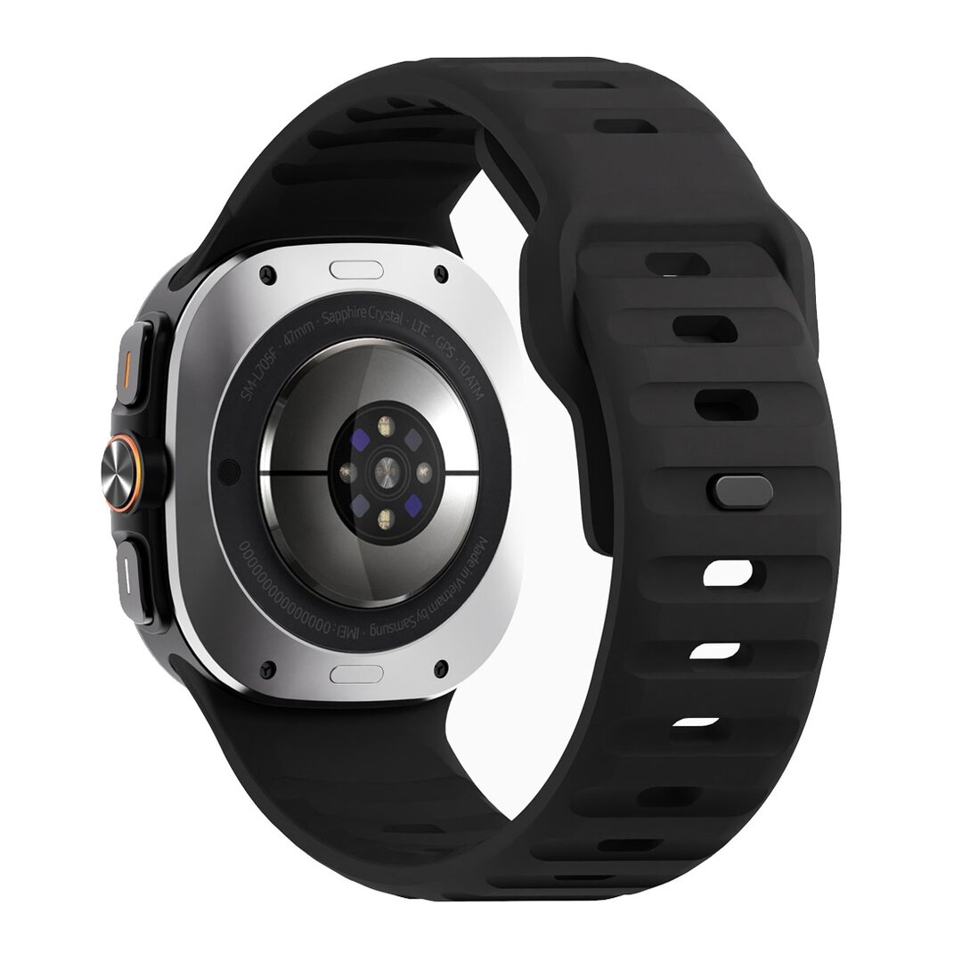 Wave siliconen bandje - Zwart - Samsung Galaxy Watch Ultra / Ultra 2 - 47mm