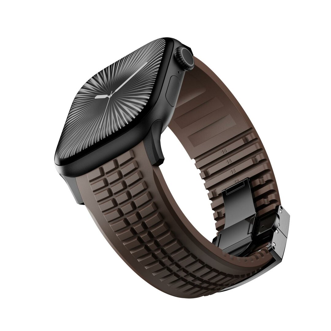Redefine siliconen band - Bruin (zwarte sluiting) - Geschikt voor Apple Watch 44mm / 45mm / 46mm / 49mm