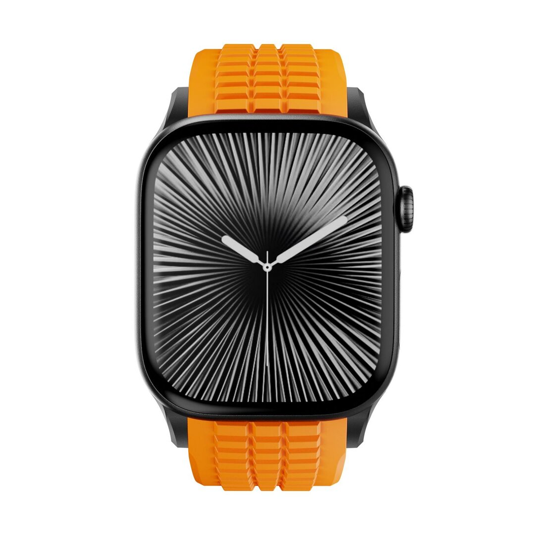 Redefine siliconen band - Oranje (zwarte sluiting) - Geschikt voor Apple Watch 44mm / 45mm / 46mm / 49mm