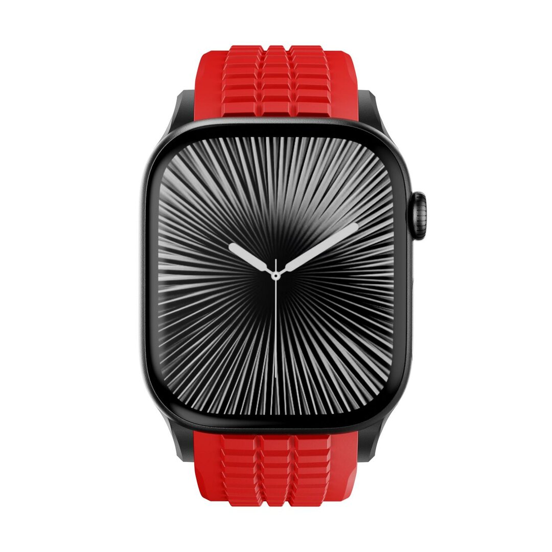 Redefine siliconen band - Rood (zwarte sluiting) - Geschikt voor Apple Watch 44mm / 45mm / 46mm / 49mm