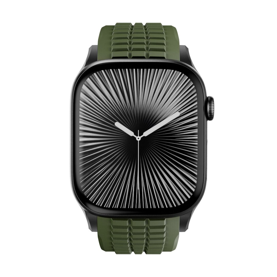 Redefine siliconen band - Groen (zwarte sluiting) - Geschikt voor Apple Watch 44mm / 45mm / 46mm / 49mm
