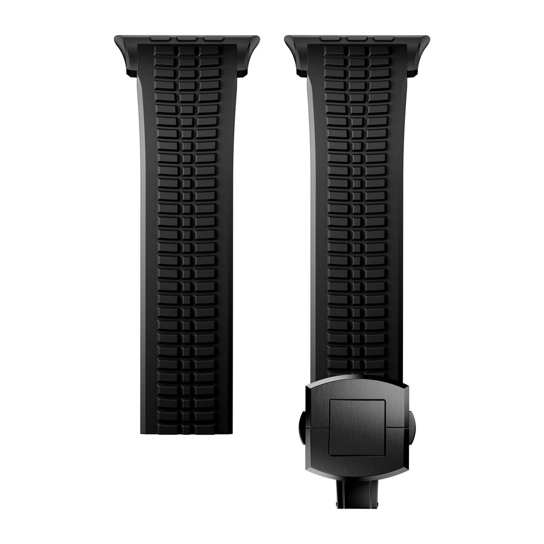 Redefine siliconen band - Zwart (zwarte sluiting) - Geschikt voor Apple Watch 44mm / 45mm / 46mm / 49mm