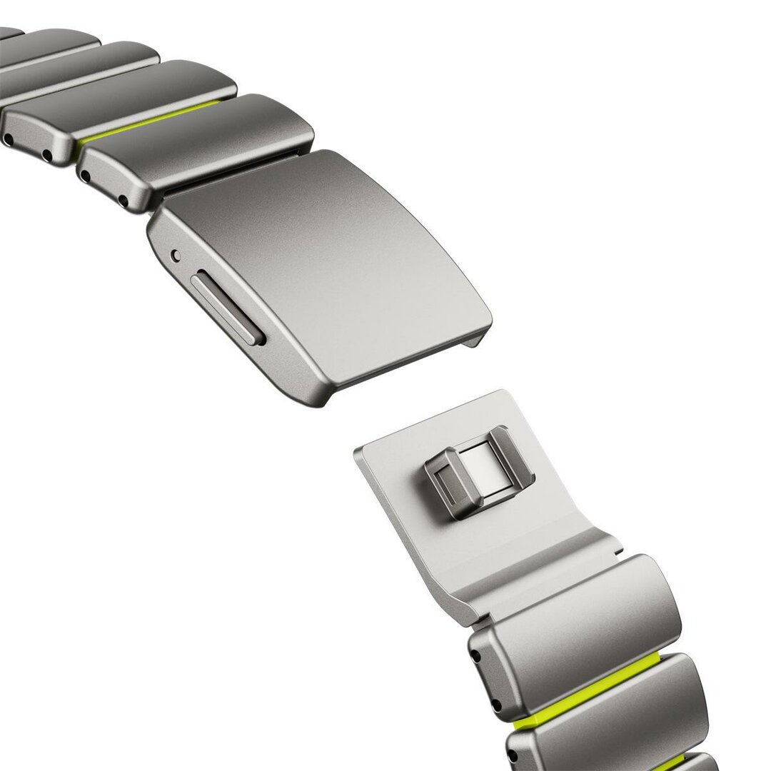 Premium Stainless Steel / Siliconen band - Titanium met groen - Geschikt voor Apple Watch 44mm / 45mm&nbsp;/ 46mm / 49mm