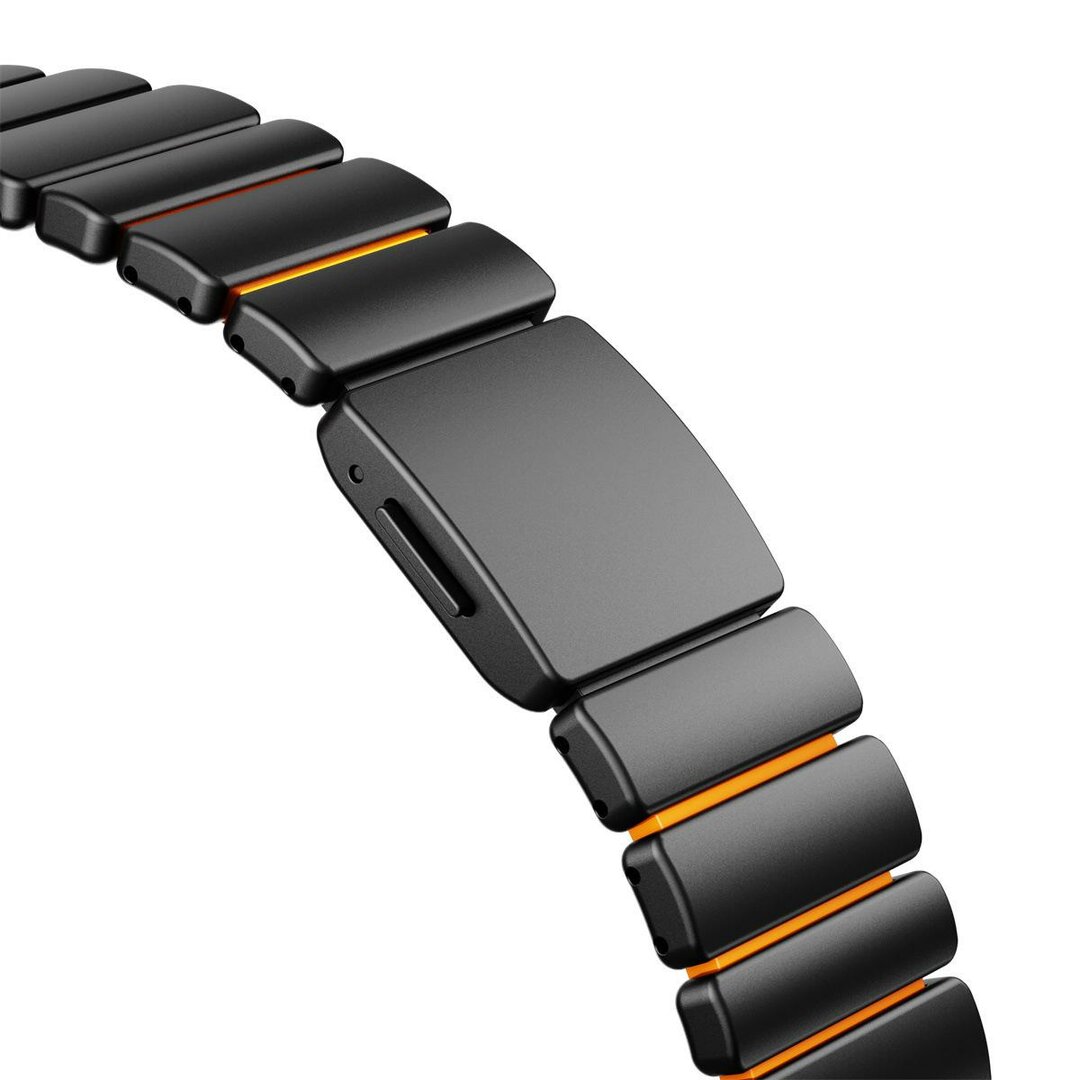 Premium Stainless Steel / Siliconen band - Zwart met oranje - Geschikt voor Apple Watch 44mm / 45mm&nbsp;/ 46mm / 49mm