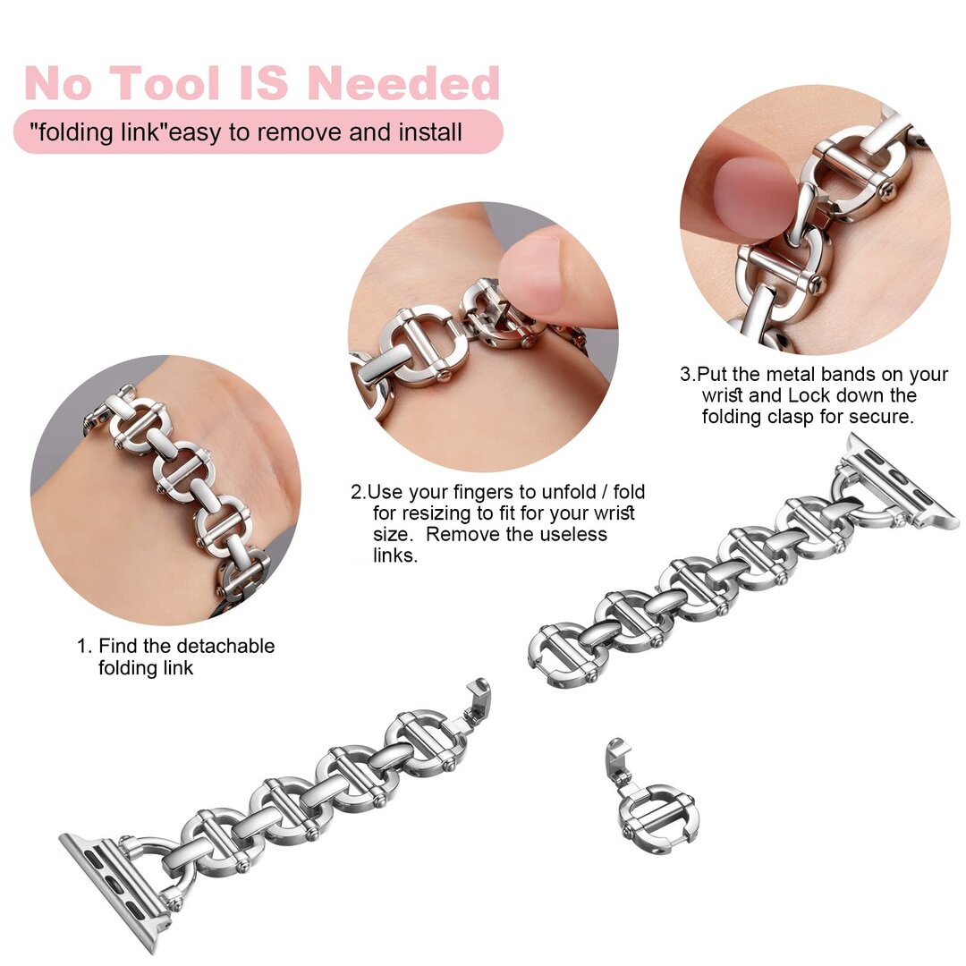 Metalen ladder schakelbandje - Zilver - Geschikt voor Apple watch 44mm / 45mm&nbsp;/ 46mm / 49mm