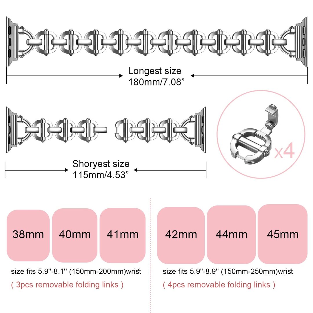 Metalen ladder schakelbandje - Zilver - Geschikt voor Apple watch 44mm / 45mm&nbsp;/ 46mm / 49mm