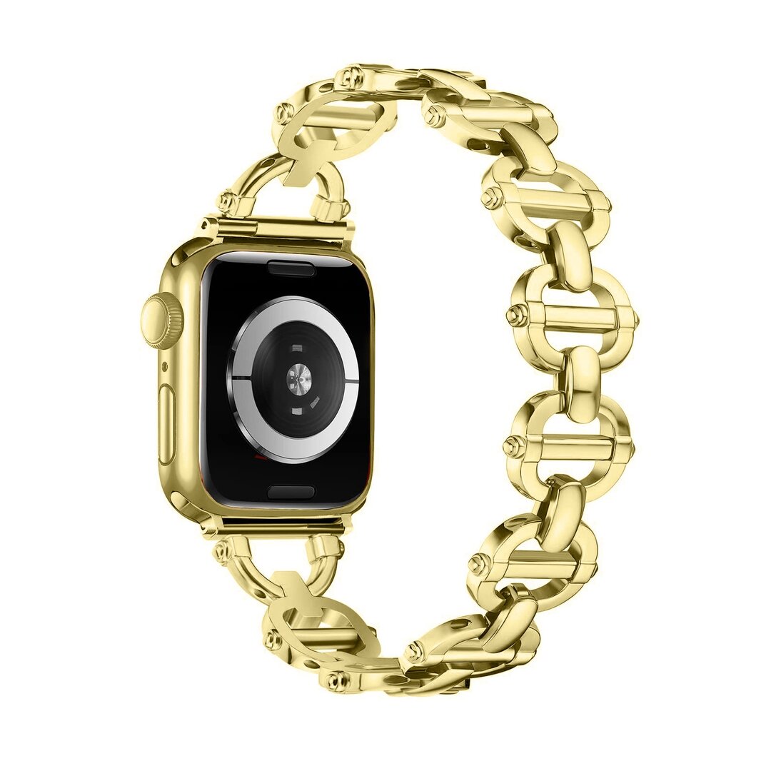 Metalen ladder schakelbandje - Goud - Geschikt voor Apple watch 44mm / 45mm&nbsp;/ 46mm / 49mm