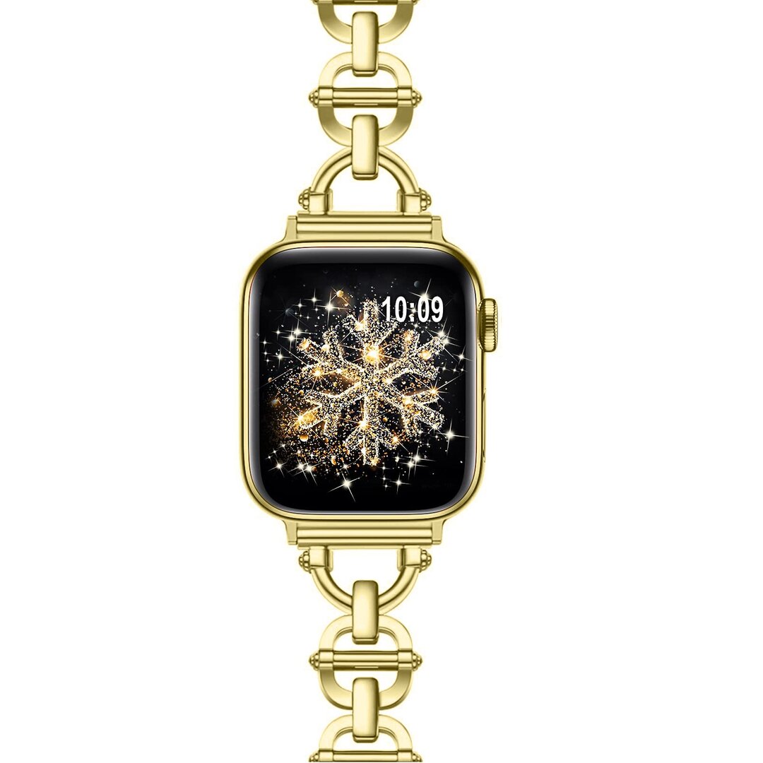 Metalen ladder schakelbandje - Goud - Geschikt voor Apple watch 44mm / 45mm&nbsp;/ 46mm / 49mm