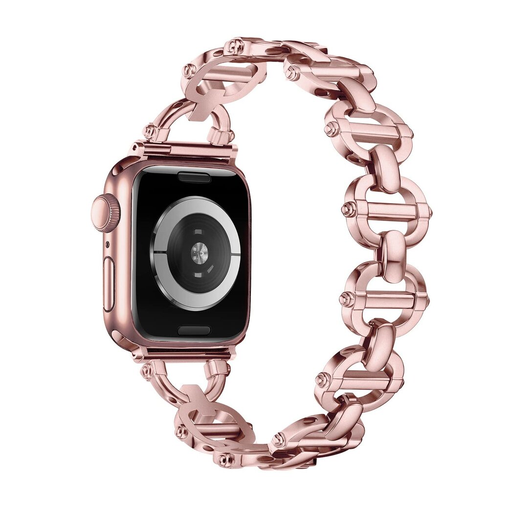 Metalen ladder schakelbandje - Ros&eacute; pink - Geschikt voor Apple watch 44mm / 45mm&nbsp;/ 46mm / 49mm