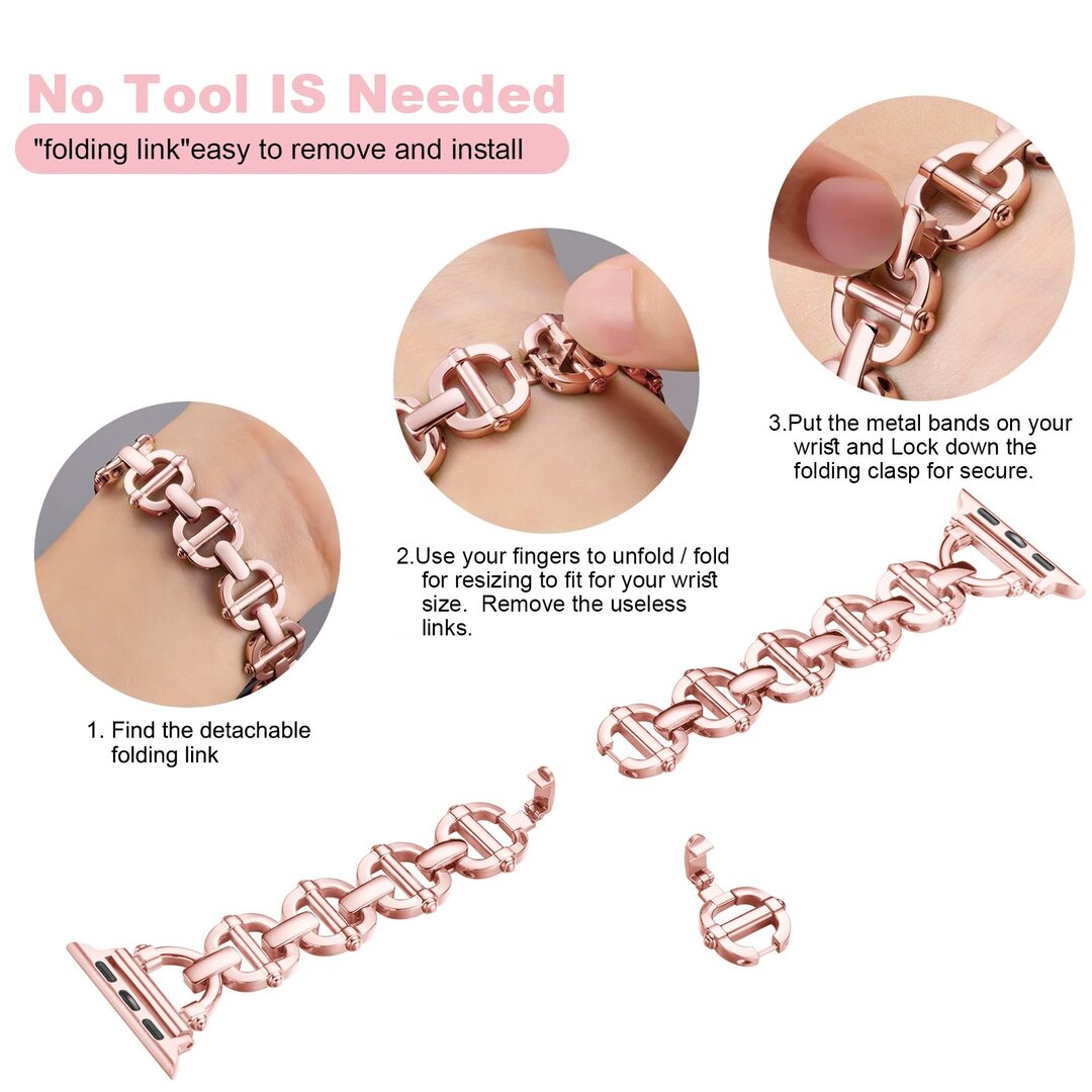 Metalen ladder schakelbandje - Ros&eacute; pink - Geschikt voor Apple watch 44mm / 45mm&nbsp;/ 46mm / 49mm