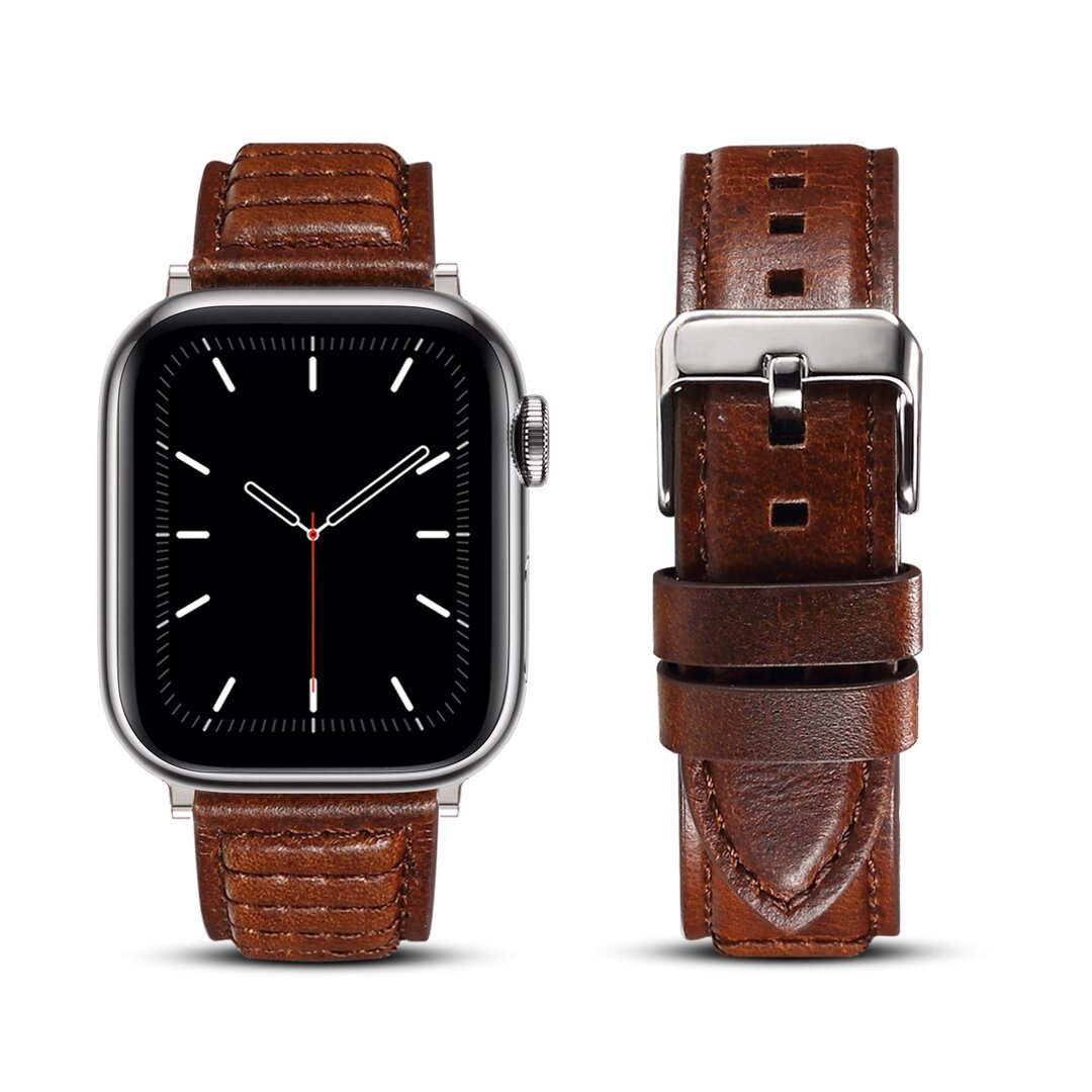 Oil Wax Leren band - Bruin - Geschikt voor Apple Watch 44mm / 45mm&nbsp;/ 46mm / 49mm