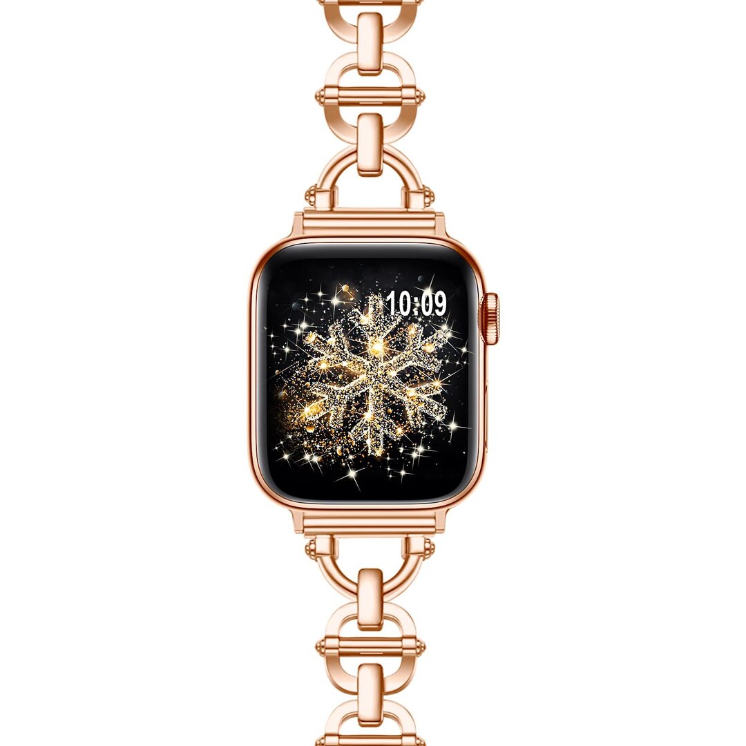 Metalen ladder schakelbandje - Champagne / ros&eacute; goud - Geschikt voor Apple watch 38mm / 40mm&nbsp;/ 41mm / 42mm