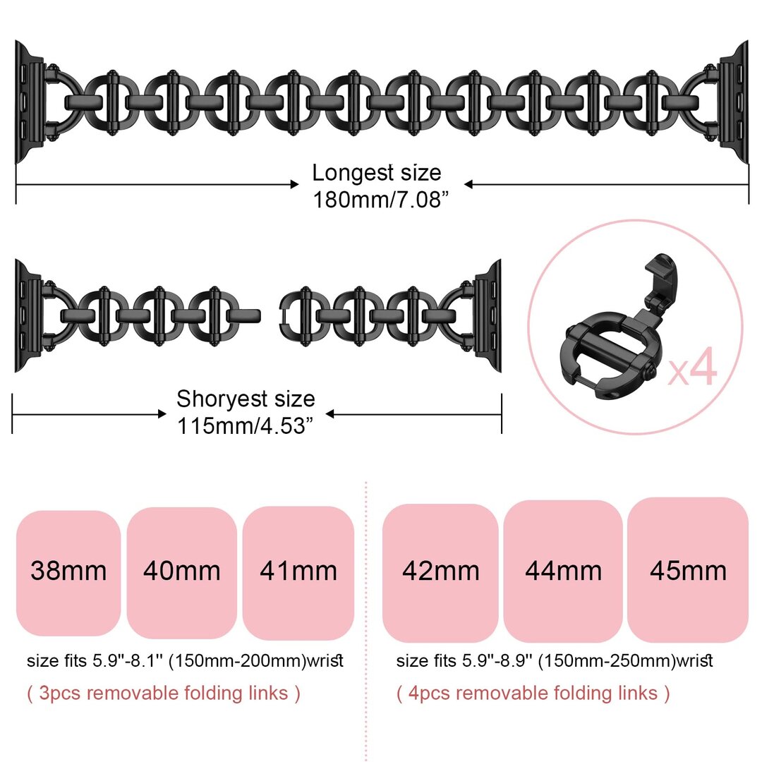 Metalen ladder schakelbandje - Zwart - Geschikt voor Apple watch 38mm / 40mm&nbsp;/ 41mm / 42mm