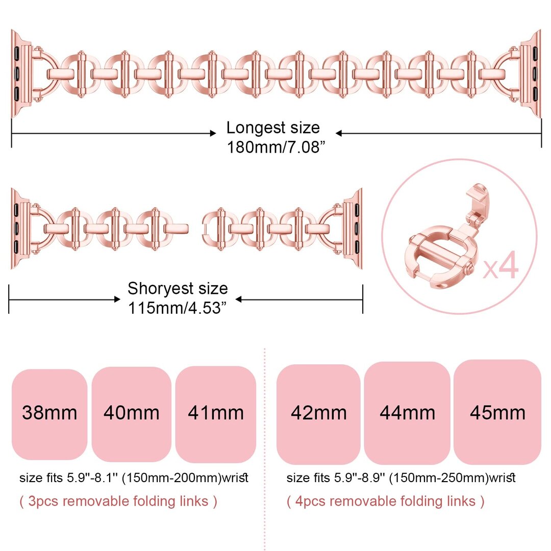 Metalen ladder schakelbandje - Ros&eacute; pink - Geschikt voor Apple watch 38mm / 40mm&nbsp;/ 41mm / 42mm