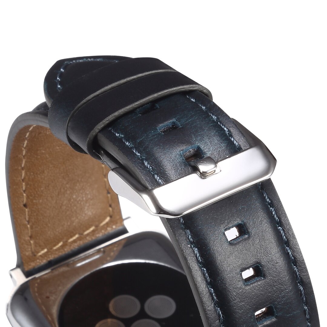 Oil Wax Leren band - Donkerblauw - Geschikt voor Apple Watch 38mm / 40mm / 41mm&nbsp;/ 42mm